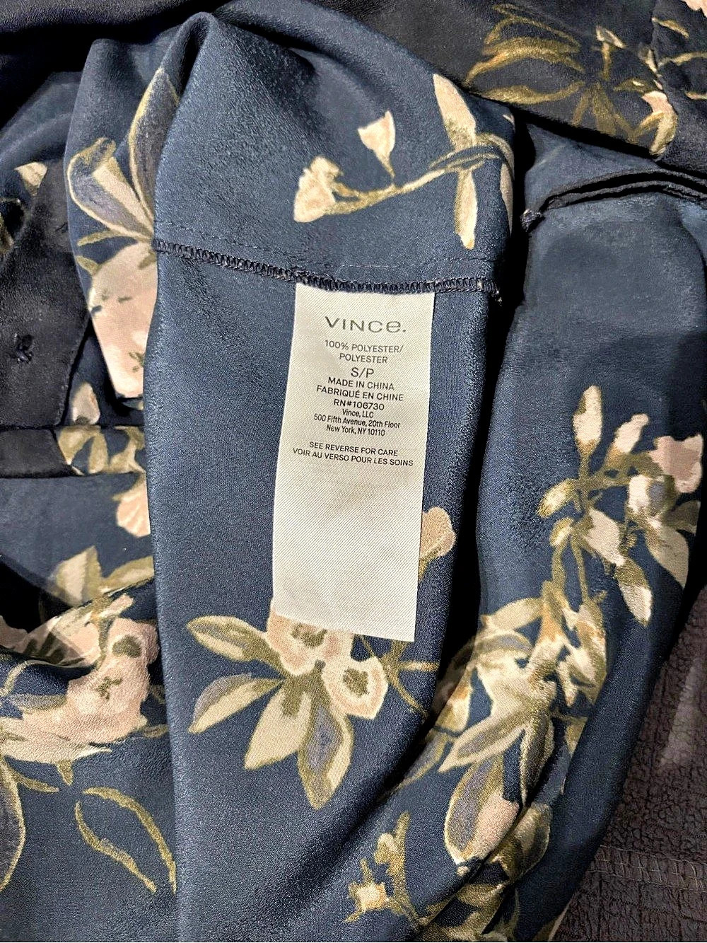 Vince Floral Blouse Black & Gold/Brown Size Small - Picture 10 of 12